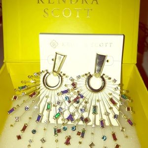 Fabia gold statement earrings in jewel tone